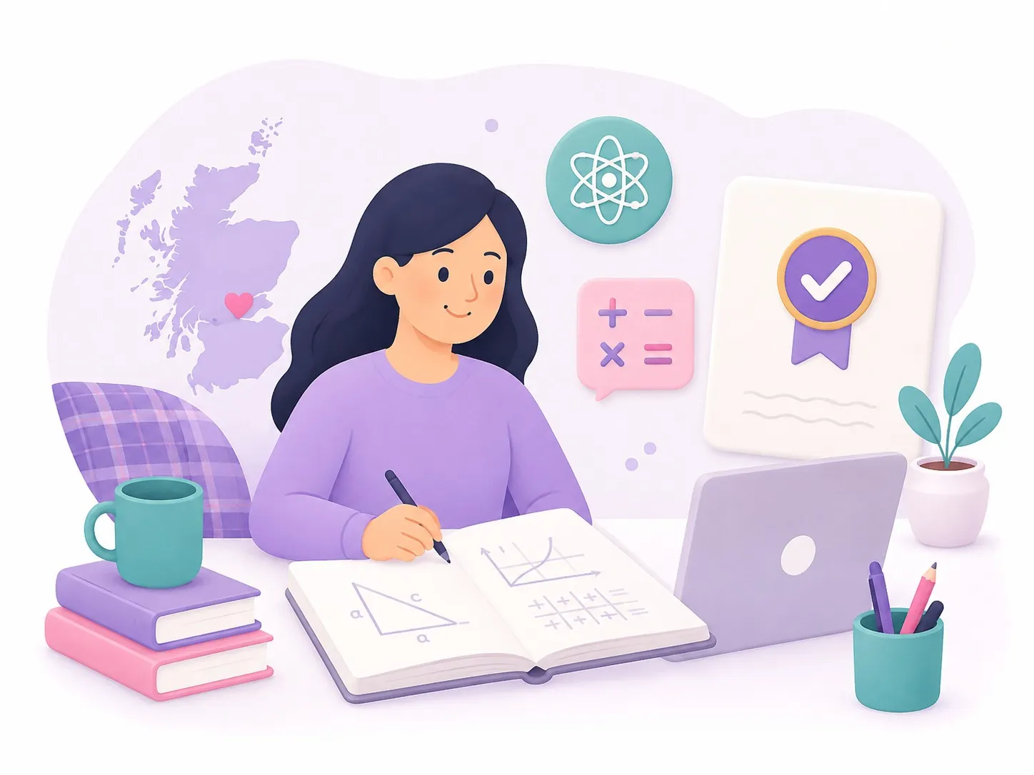 A student working through Maths and Physics exercises online